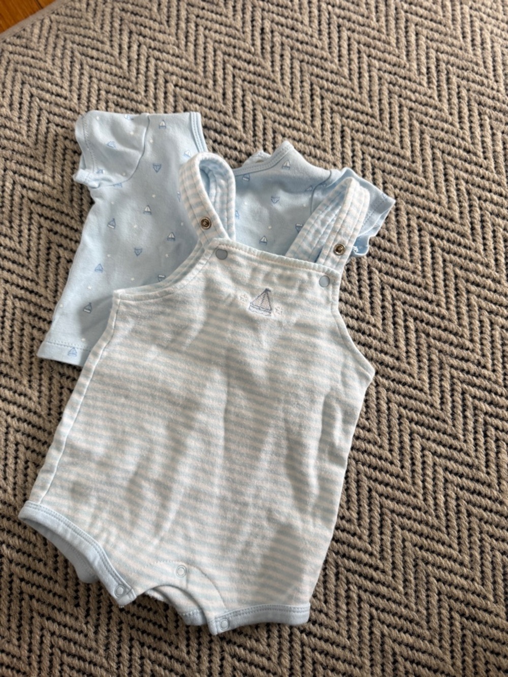 Baby Blue Striped Sailor Romper Set